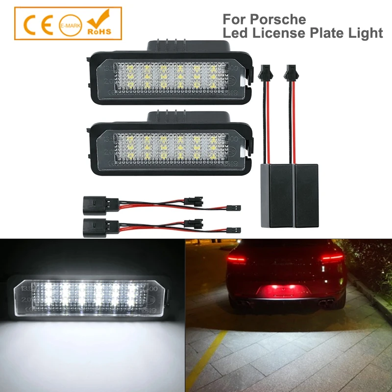 

2Pcs Bulb Replacement 18SMD LED Number License Plate Light Kit For Porsche Boxster Cayman Carrera Cayenne 987 997 958 Error Free