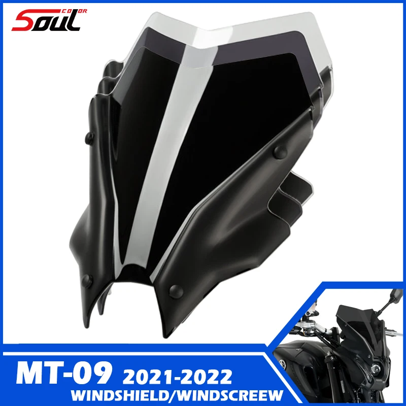 Motorcycle Sport Windshield Visor Black Windscreen Fits For YAMAHA MT-09 2021 2022 2023 MT09 21-22 FZ09 FZ-09