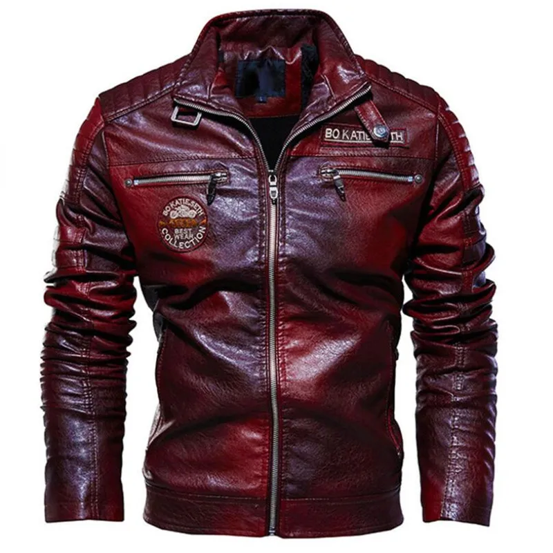 leather flying jacket Leather Jacket Men Winter Fleece Motorcycle PU Leahter Jackets Vintage Faux Leather Coats Casual Windbreaker chaquetas hombre leather blazer men