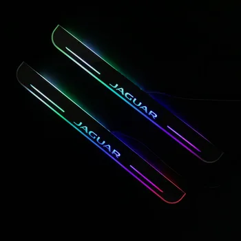 

Acrylic door sill plate strip with led decorative welcome light moving door scuff for Jaguar