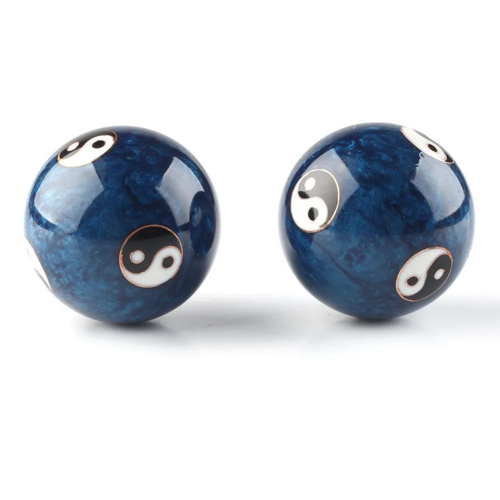 Синие китайские упражнения для здоровья шарики baoding Инь Ян снятие стресса хром