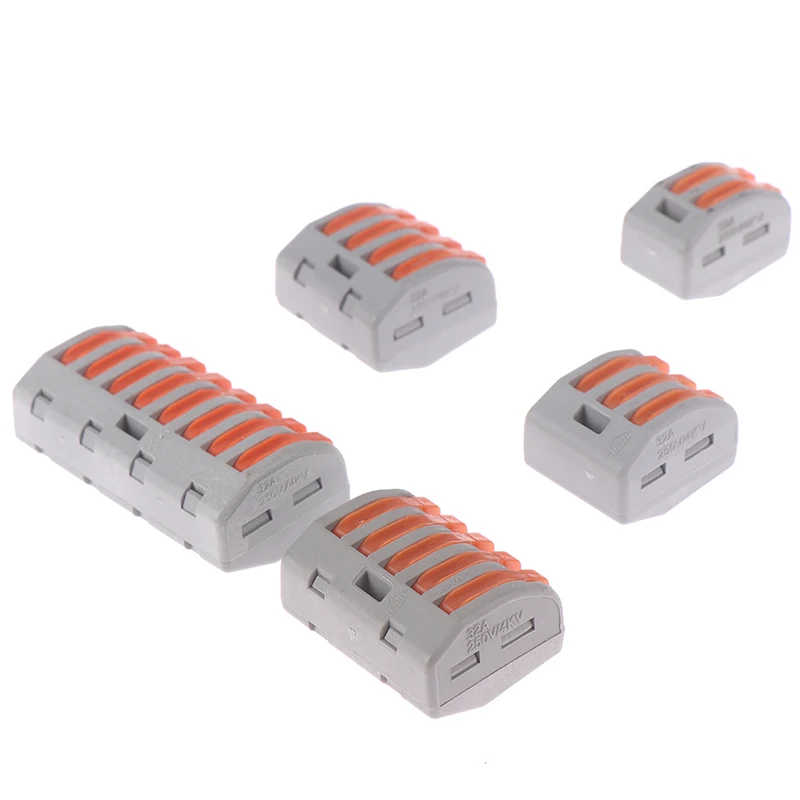 Universal Terminals Block Plug-in Electrical Wire Connectors 2/3/4/5/8 Ways Reusable Spring Lever Terminal Block Electric Cables