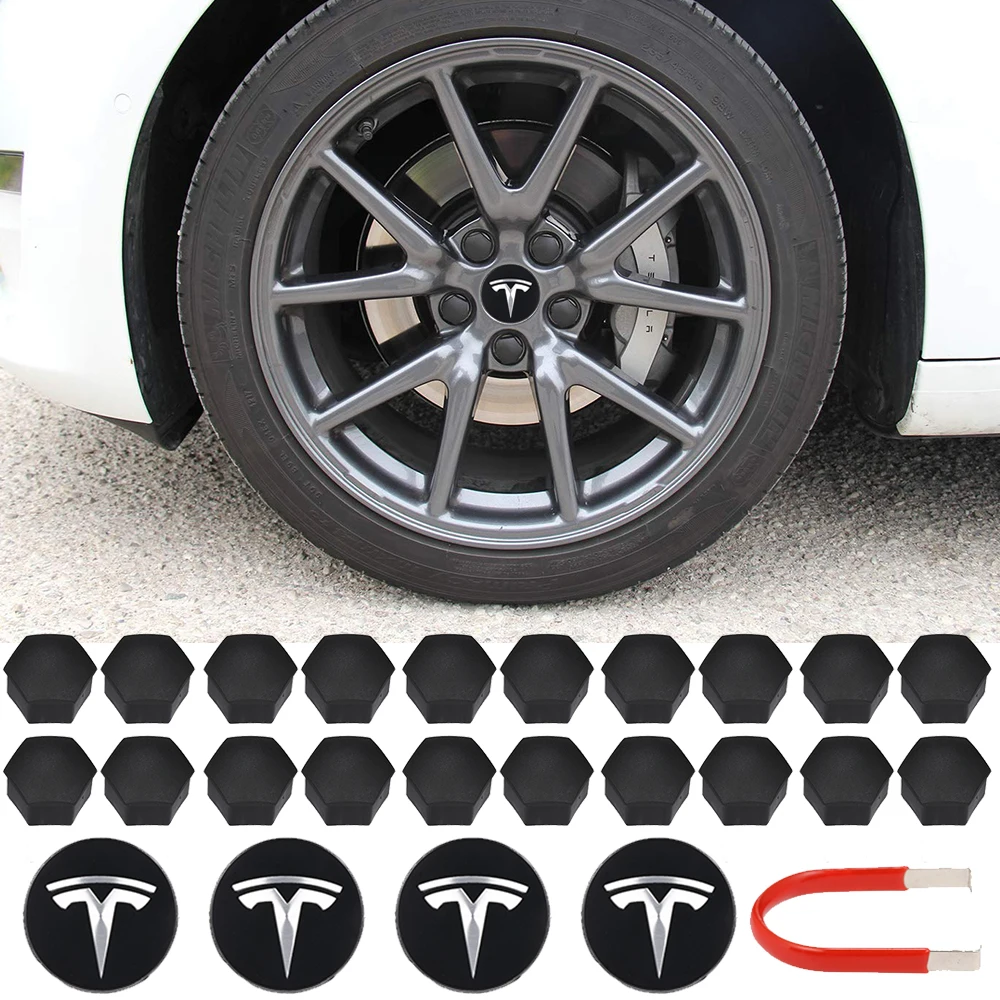Tapas centrales de aluminio para rueda, Kit de logotipo de tapa de rosca, accesorios de modificación de tapa de neumáticos decorativos, para Tesla Model 3/ S/ X