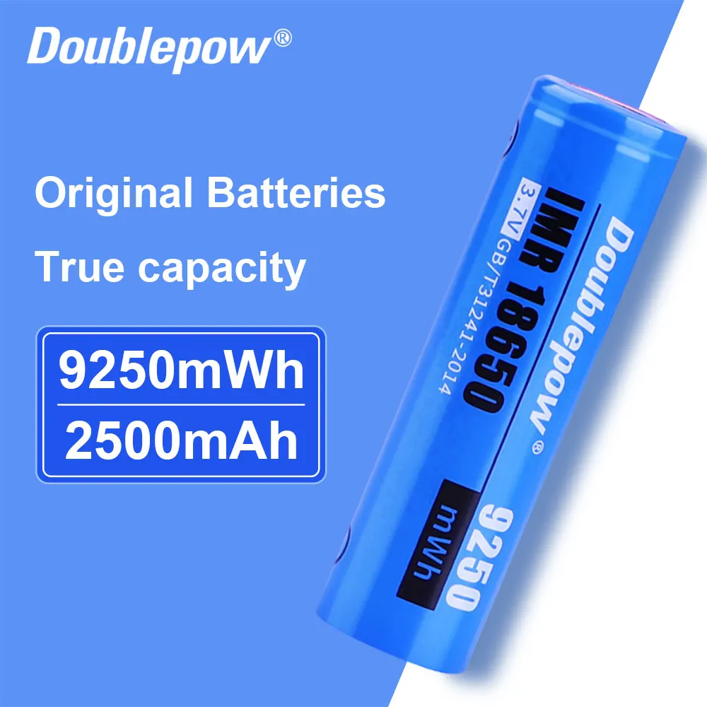 Оригинальный аккумулятор Doublepow 18650 3 7 В 2500 мАч/9250 МВтч перезаряжаемая литиевая