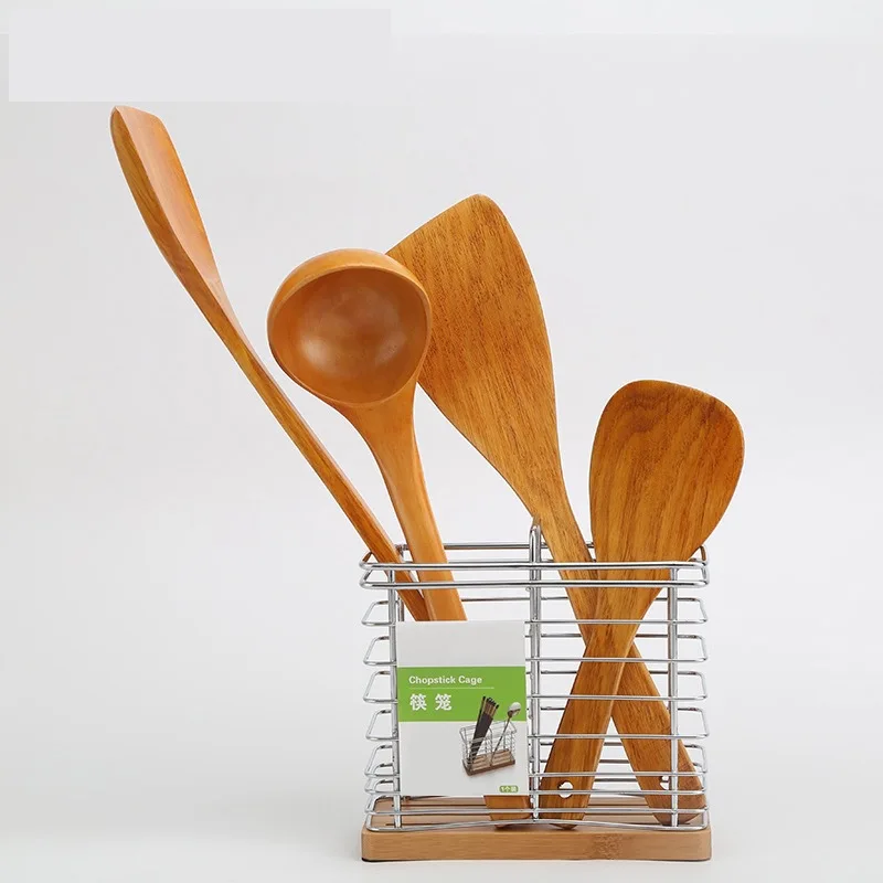 4PCS Kitchen Utensil Set Gold Wood Shovel Scoop Set Kitchen Cooking Utensils Spatula Gadgets Cooking Tools
