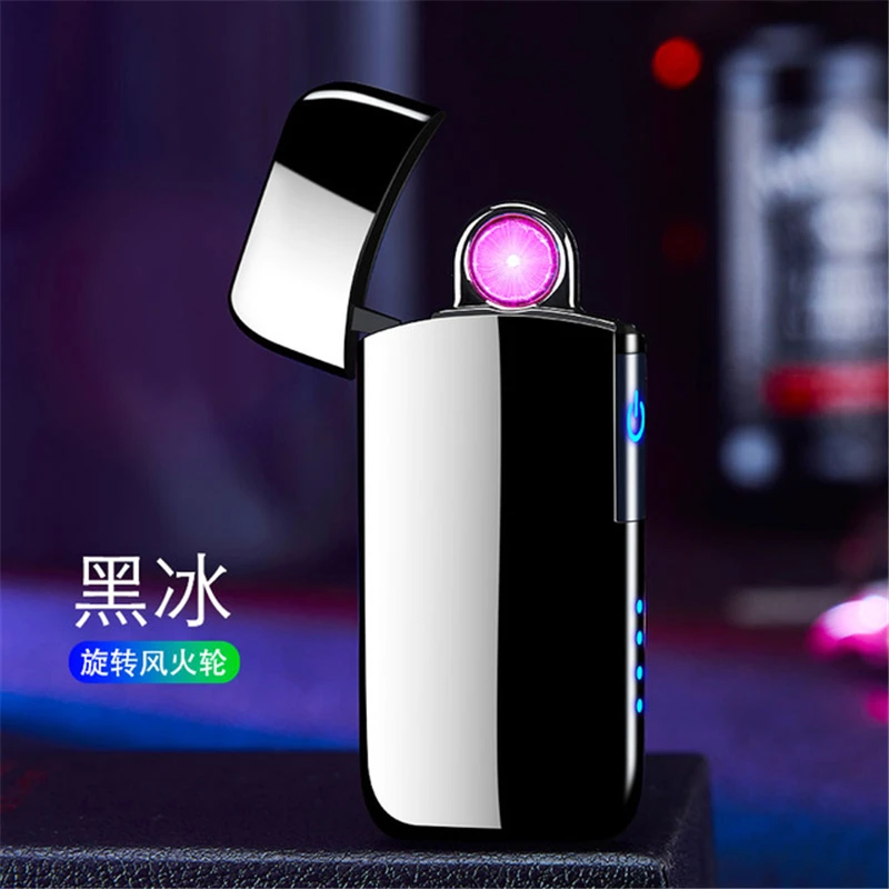 ICE Black Спининговая дуговая Зажигалка USB электрическая плазменная зажигалка с фонариком Tesla катушка ветрозащитная Электронная зажигалка подарок для мужчин - Цвет: ICE Black