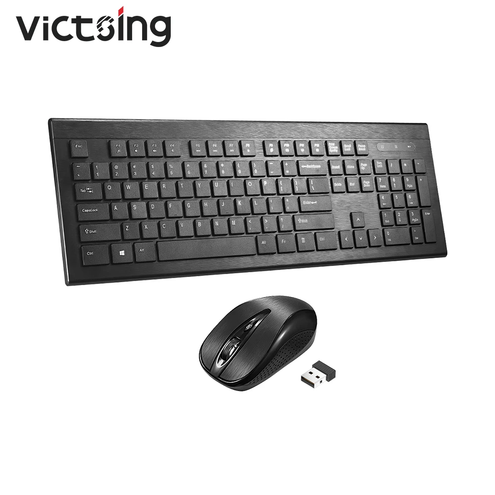 Беспроводная клавиатура и мышь VicTsing PC114 ультратонкая 2 4 ГГц 104 колпачков клавиш