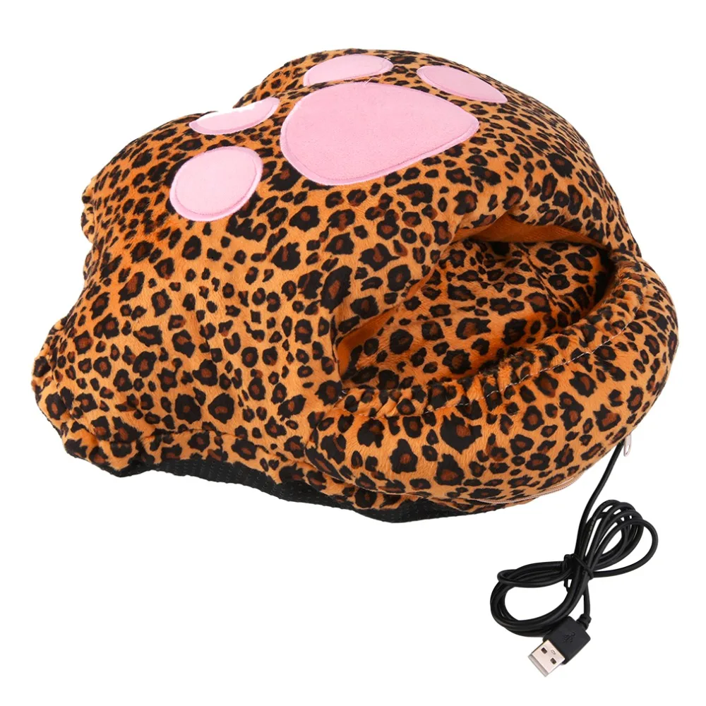 Plush Big Feet Warm Slippers Leopard Catlike patterns USB Foot Warmer Shoes Power Heat Slipper Drop Shipping | Дом и сад