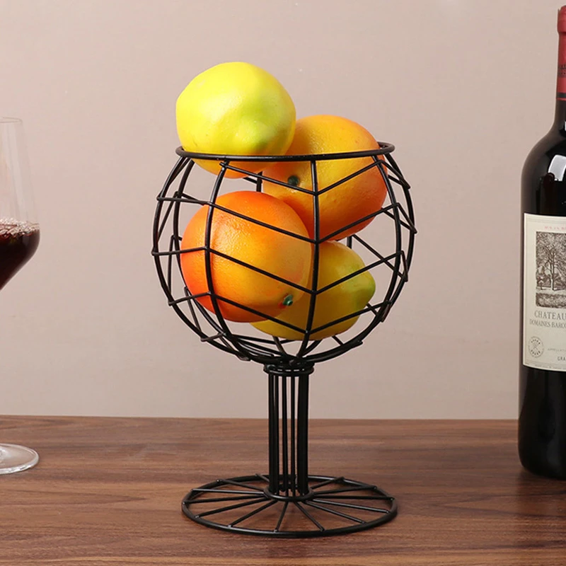 

Fruit Basket Container cup shape Metal Kitchen Drain Rack Fruit Vegetable Storage Holder Snack Tray Table Storage Basket
