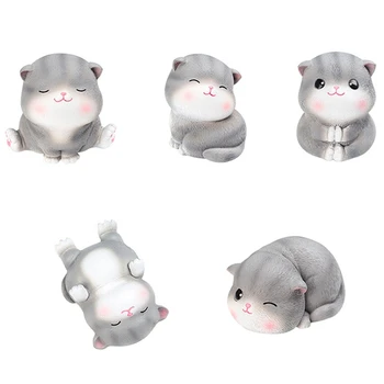 

5PCS Exquisite Crazy Cat Doll Figurine Home Decoration Resin Cartoon Kitten Decoration Holiday Gift Home Decoration