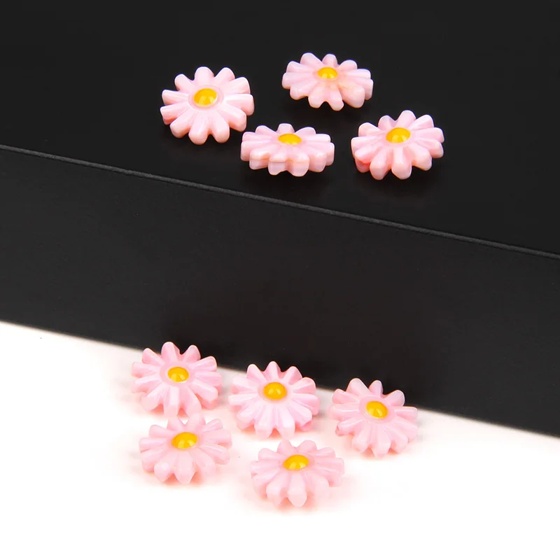 12mm 자연 쉘 데이지 비즈 꽃의 매력 진주 쉘의 어머니 해바라기 느슨한 비즈 보석 만들기 팔찌 DIY 목걸이