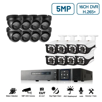 

h.265+ 16CH 5MP CCTV System AHD DVR kit HD 5MP SONY Sensor Outdoor IP66 Security Camera IR Night Vision Video Camera