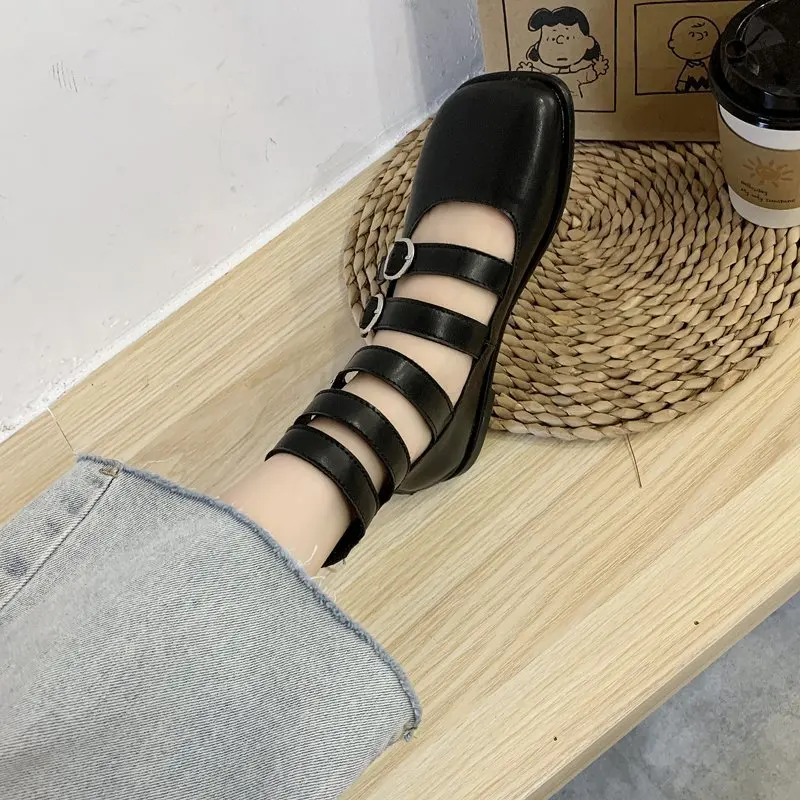 

Spring and Autumn 2020 new soft bottom fashion all-match flat shoes women retro style rear zipper square toe shoes X359