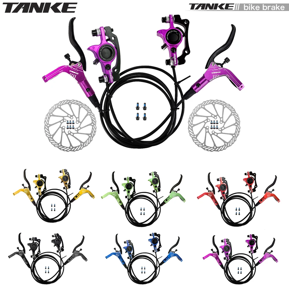 TANKE MTB Bike Hydraulic Disc Brake Set 160mm Rotors Oil Calliper Plate Front Rear Mountain Bicycle Clamp 22.2mm Handle A Pillar