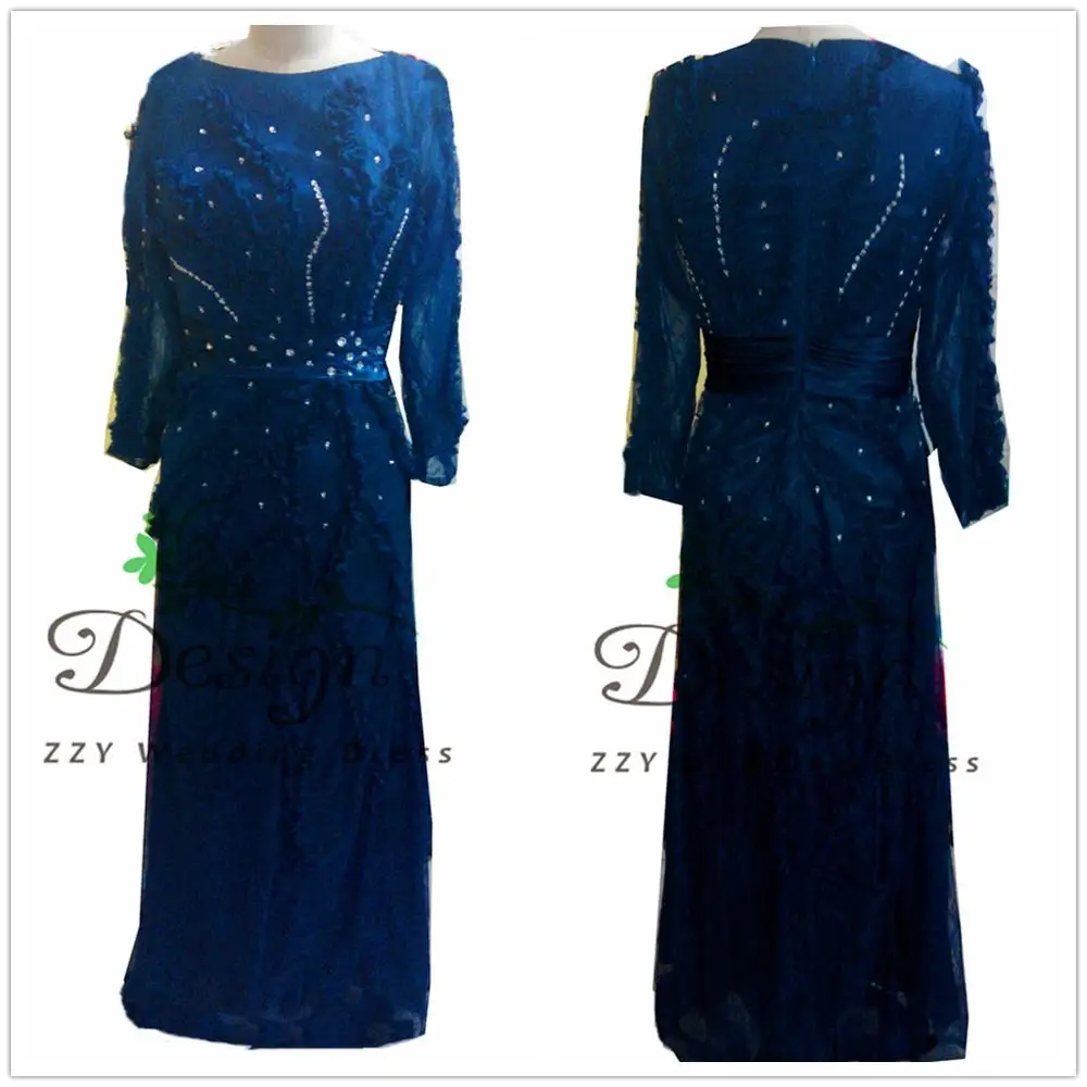 Navy Blue Lace Sheath Crystals Beading Women's Mother of The Groom ...