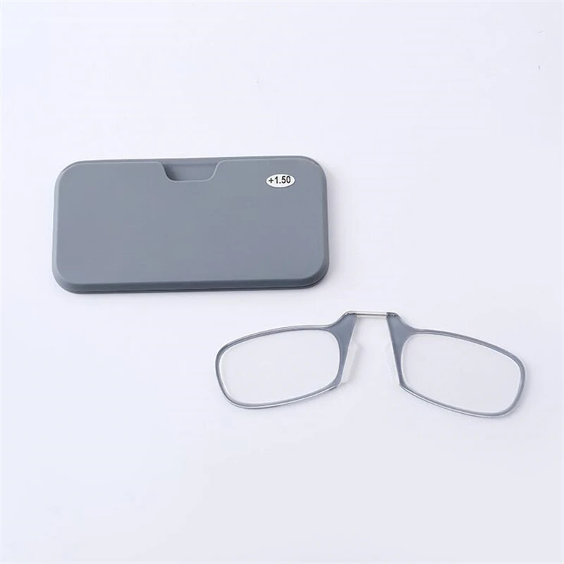 Мини зажим для носа тонкий Портативный очки для чтения с подставки для телефона чехол для очков мини-бумажник с отделением для оптики очки+ 1,0+ 1,5+ 2,0+ 2,5+ 3,0 - Цвет оправы: Gray