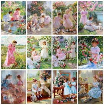 

ARMYQZ Diamond Painting Garden Full Square Round Rhinestone Kit Diamond Embroidery Landscape Mosaic Girl Needlework Home Decor