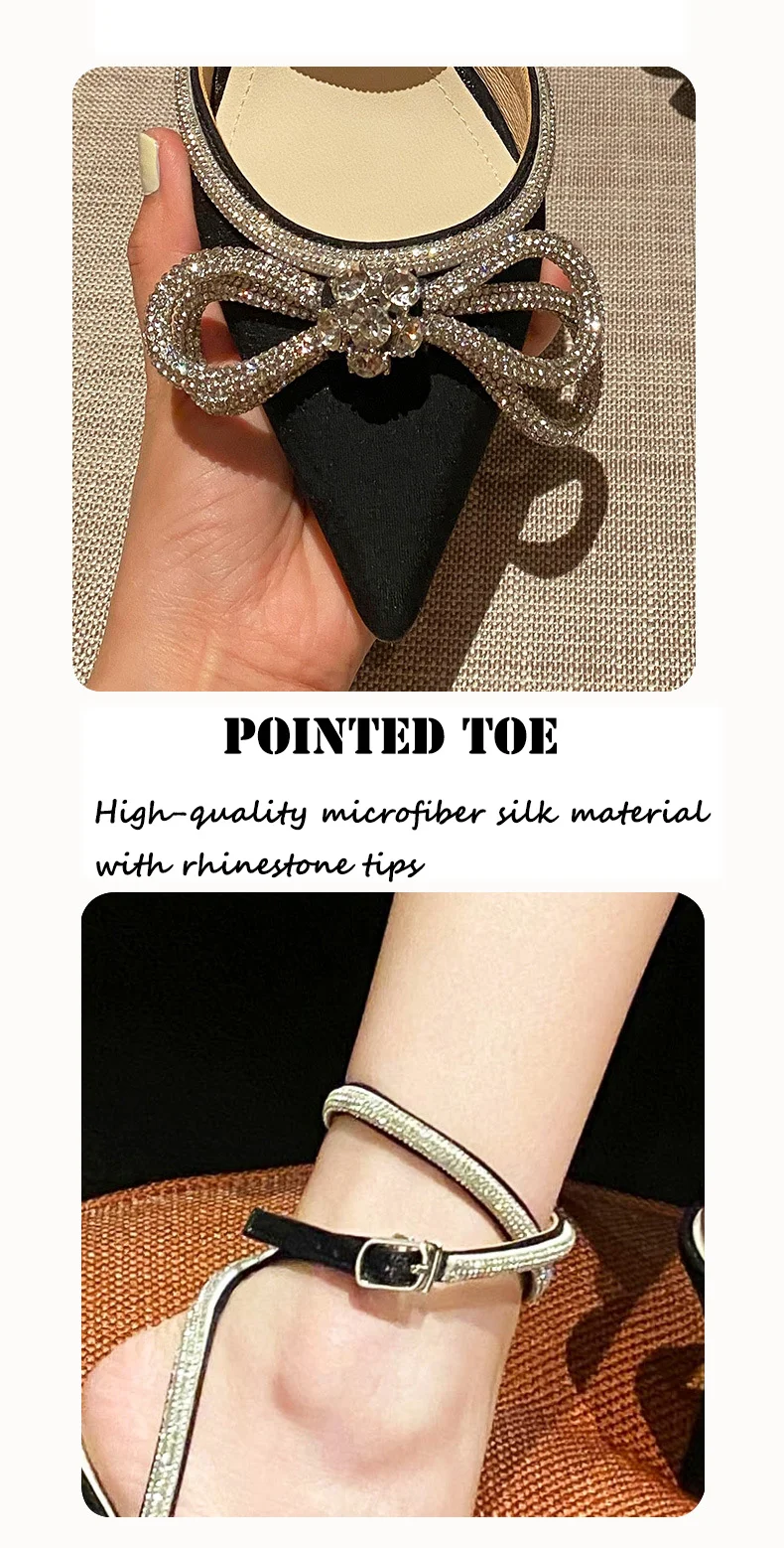 Fashion Style Glitter Rhinestones Women Pumps Crystal Bow 8 Cm Summer Lady Shoes Genuine Leather High Heels Party Prom Shoes