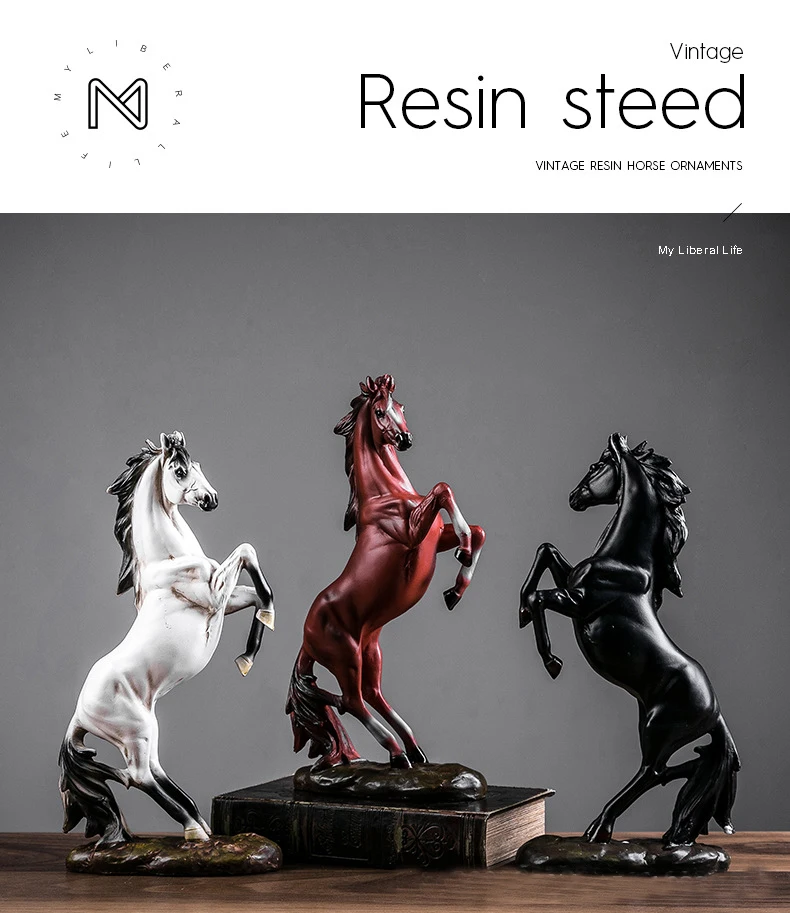 Vilead resina cavalo estátua morden arte estatuetas