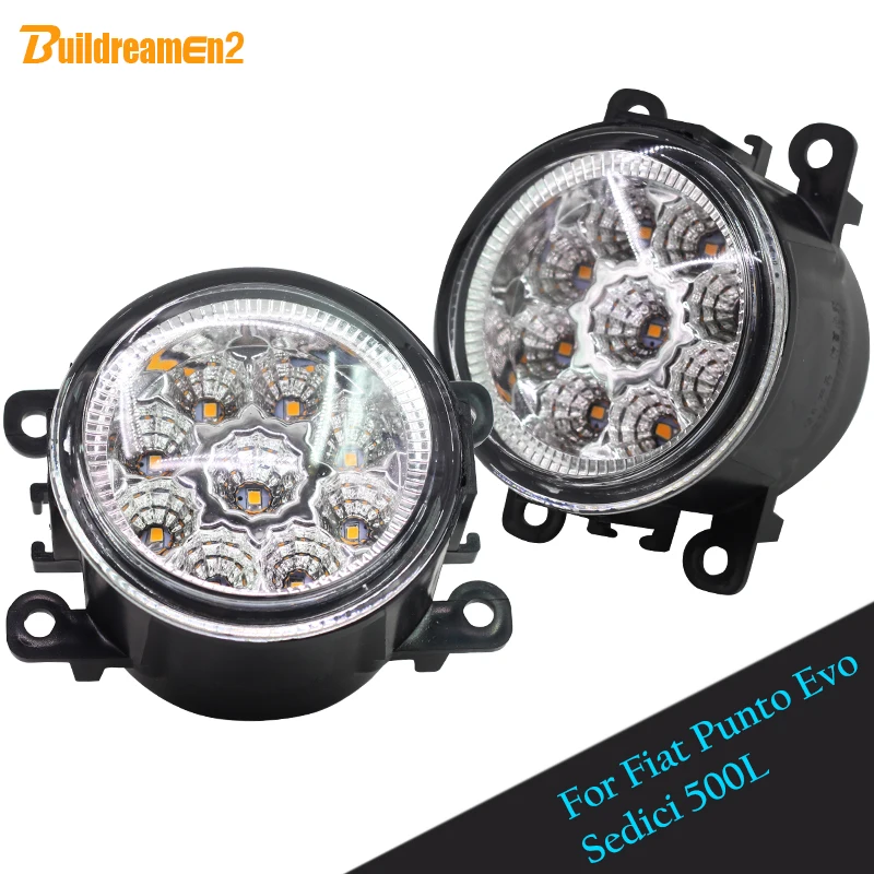 Buildreamen2 For Fiat Punto Evo Sedici 500L 1 Pair Car LED Light Fog