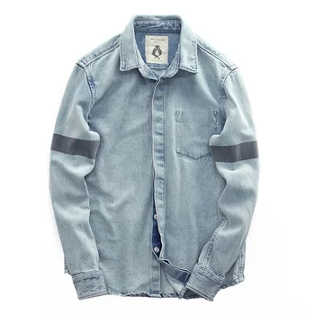 

Mens Fashion Dress Shirts Jeans Retro Mens Vintage Male Shirt Men Denim Shirts Slim Light Blue Shirt Man Thick Shirts Men II50CS
