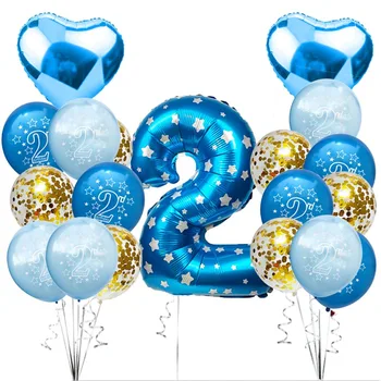 

2 Years Birthday Banner Balloons 2nd Birthday Decoration Kids Boy Girl Party Supplies Children's Balloons Balls For Favors S8MZ