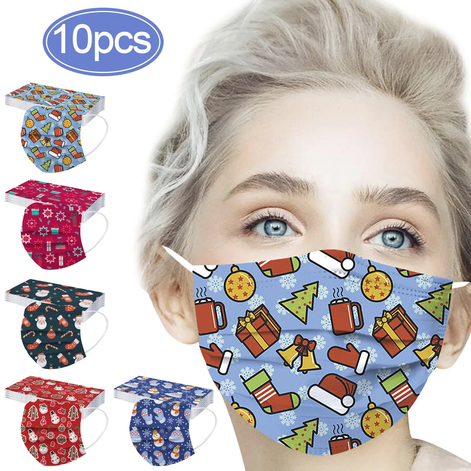 10pcs Adult Disposable Face Mask Skin Care Personal 3ply Non-woven Meltblown Cloth Earloop Unisex Masks Masque | Тематическая