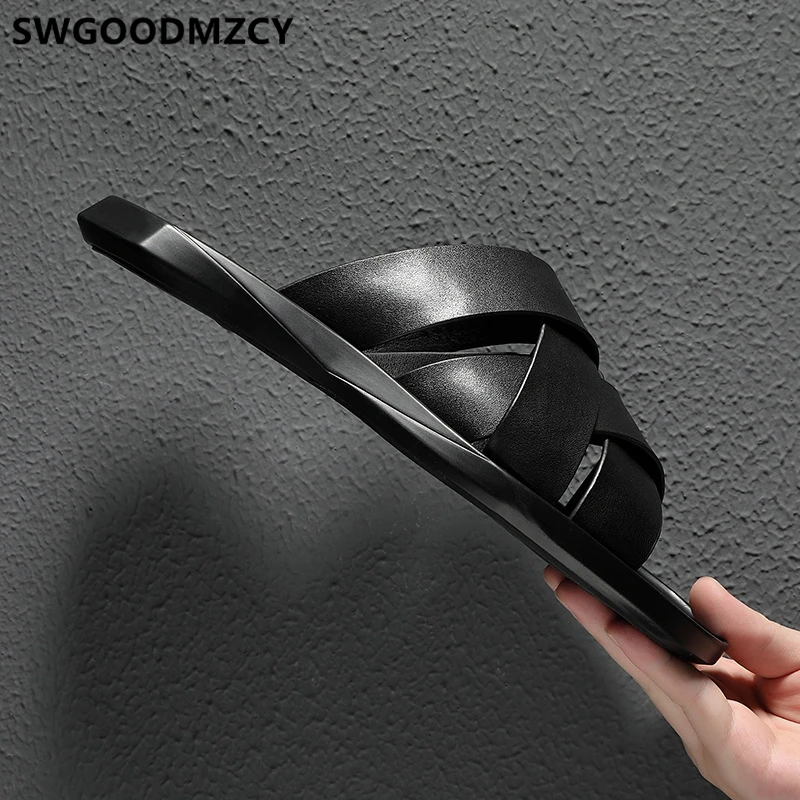 Mens Slippers Outdoor Summer Shoes Open Shoes Men Beach Slippers Female+shoes Slides Men Leather Slippers Zapatos De Hombre Buty Mens Slippers Outdoor Summer Shoes Open Shoes Men Beach Slippers Female+shoes Slides Men Leather Slippers Zapatos De Hombre Buty