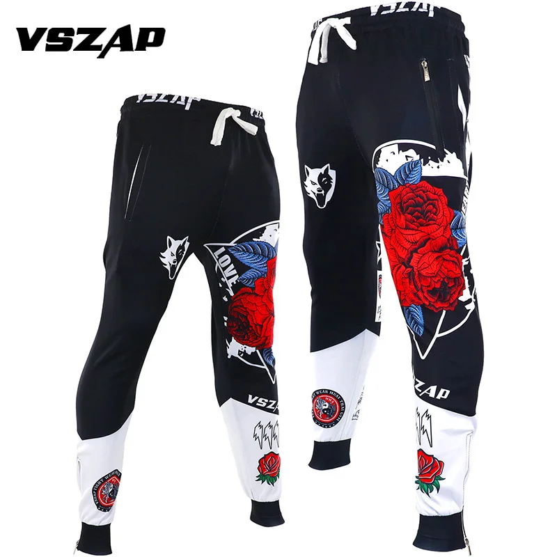 VSZAP фитнес-Тренировка штаны с узором из роз Muay Thai BroadcasSeekingt Sanda MMA файтинги бег