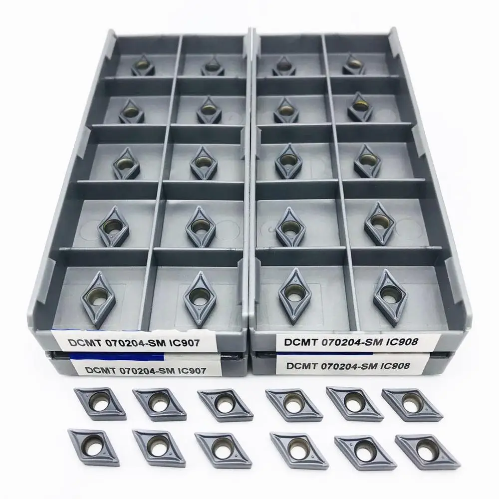 

DCMT070204 SM IC907 DCMT070204 SM IC908 External turning tool Metal turning tool CNC lathe cutting tool DCMT carbide insert