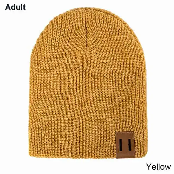 adult yellow TRUENJOY/Новое поступление, Детская Зимняя Шапка-бини, мягкая теплая вязаная шапочка-бини для мужчин и женщин, SKullies, девочки-мальчики, взрослые дети - Цвет: adult yellow
