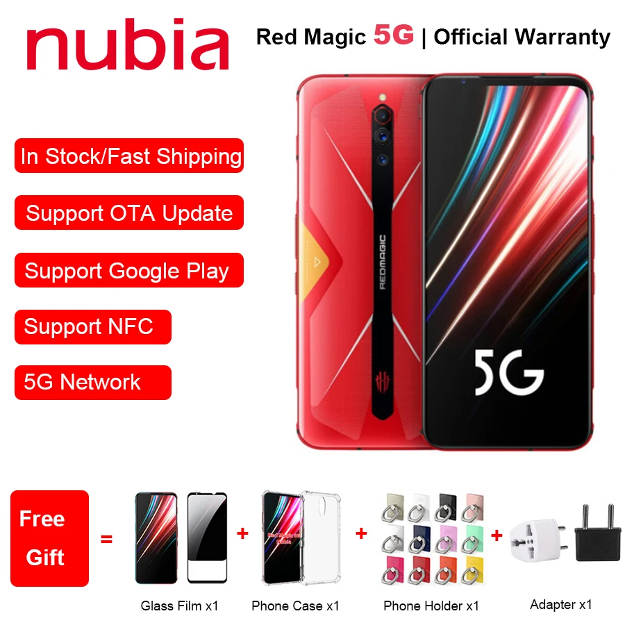 Глобальная версия ZTE Nubia красный Магия 5G мобильный телефон 6 65 &quot8/12 Гб Оперативная