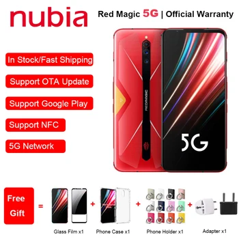 Перейти на Алиэкспресс и купить Глобальная версия ZTE Nubia Red Magic 5G мобильный телефон 6,65 дюйм8/12 ГБ ОЗУ 128/256 Гб ПЗУ Snapdragon 865 Android 10 NFC игровой телефон