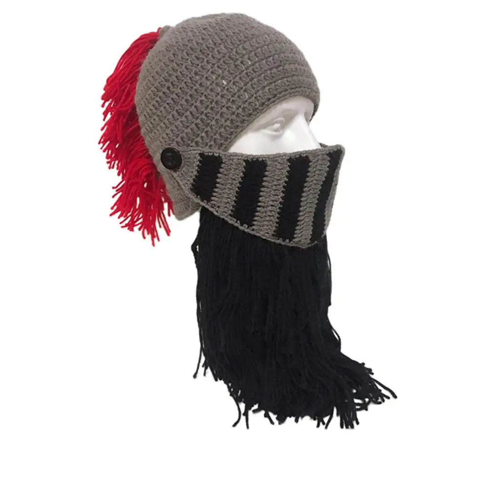 HiMISS, рыцарский шлем, шапка ручной работы, теплые вязаные вещи для зимы, шапка для мужчин и женщин, крутые забавные вечерние подарки на Хэллоуин