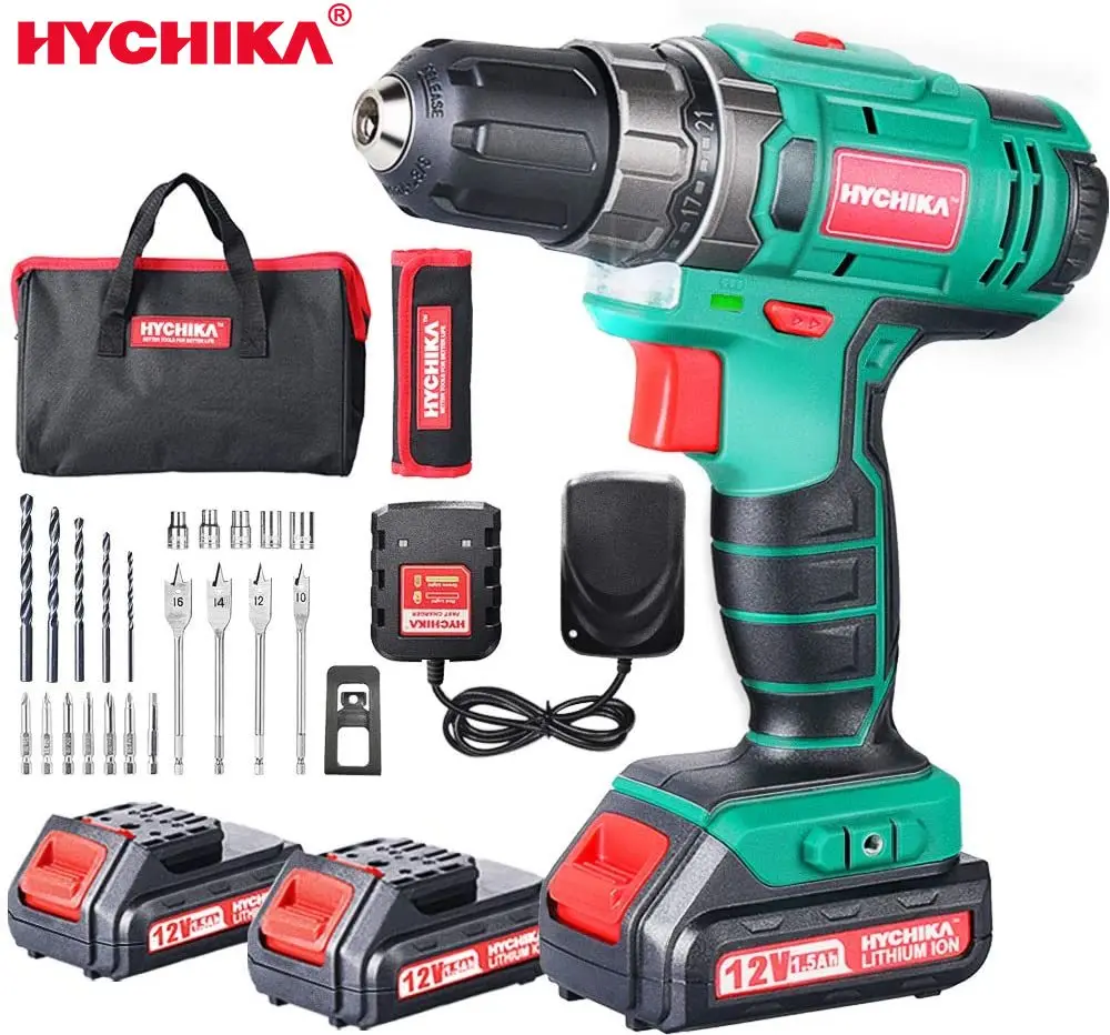 

HYCHIKA 12V Double-Battery Cordless Electric Drill Electric Screwdriver Wireless Power Driver DC Lithium-Ion Battery Drill