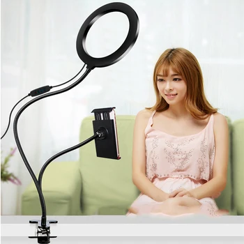 

Universal Selfie Ring Light with Flexible Mobile Phone Holder Lazy Bracket Desk Lamp LED Light for Live Stream Office Kitchen