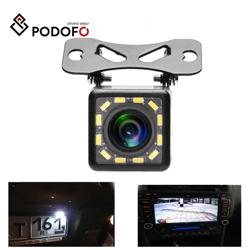 Автомобильная камера заднего вида Podofo широкоугольная HD CCD 12 светодиодный ночное