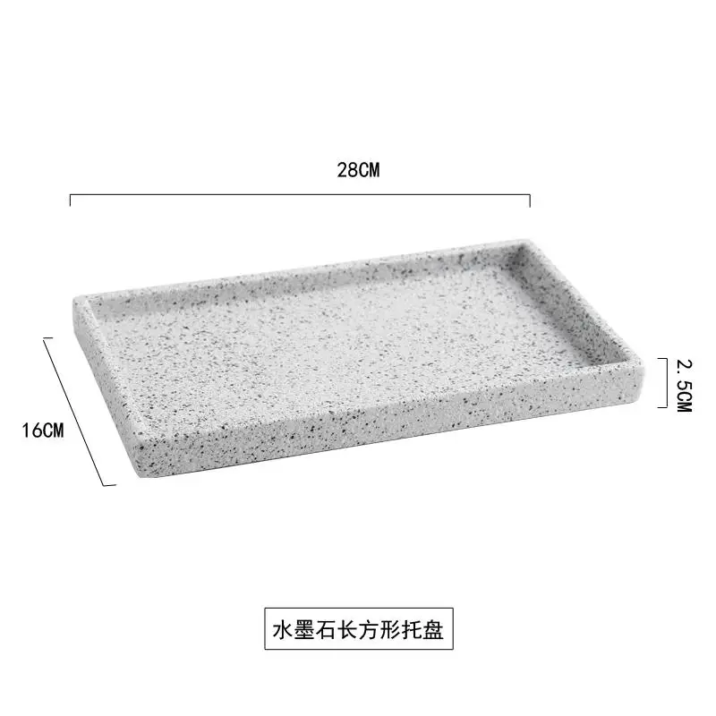 Terrazzo керамический поднос для чая, поднос для снэков, тарелка для ванной комнаты, поднос для хранения, органайзер, тарелка, подарки - Цвет: rectangular