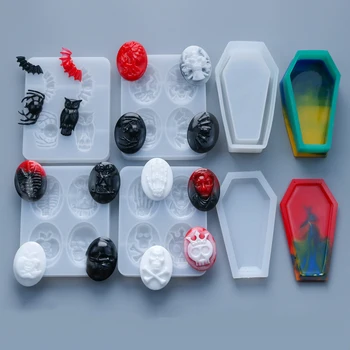 

Halloween Resin Silicone Molds Coffin Molds Bat Halloween Decorative Casting Mold for Halloween Theme Making Supplies Resin Mold