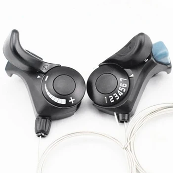 

7/21 Speed 1 Pair Gear Shifters Road Bike Ratcheting Thumb Lever Triple Crankset