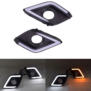 

2Pcs Auto DRL 12V LED Daytime Running Light Turn Signal Fog Lamp For Toyota Hilux Revo Vigo 2015 2016 2017