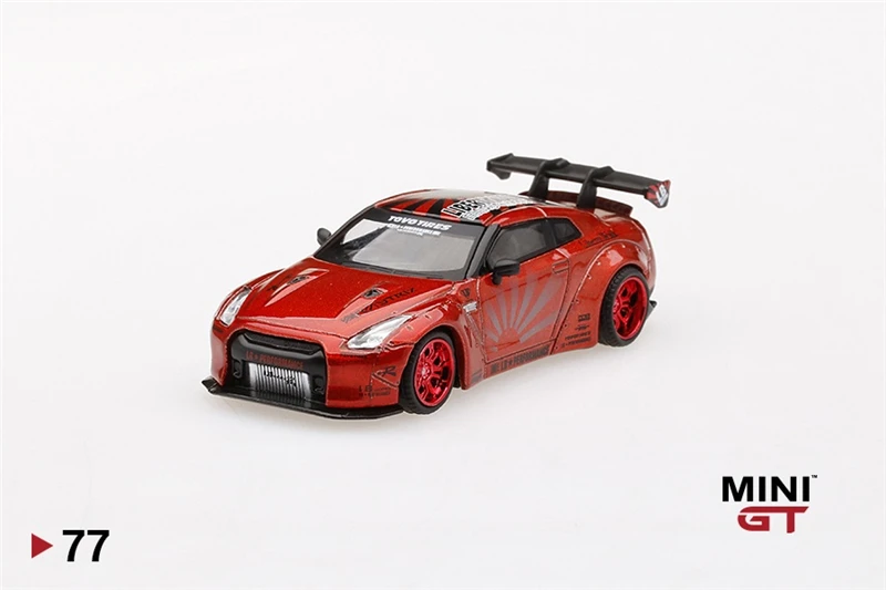 

MINIGT 1:64 LB Works Liberty Walk Nissan Skyline GTR R35 Type 1 Rear Wing ver 1+2 Candy Red RHD Tsm Models Diecast Model Car