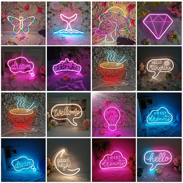 Large Size LED Neon Light Sign with Back Panel USB Neon Sign Light