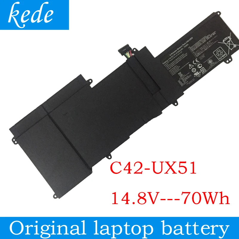 Kede genuíno оригинальный C42-UX51 bateria do портативный para asus zenbook u500 u500v u500vz ux51 ux51v ux51vz 70wh