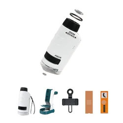 Microscópio com led portátil 60x 120x microscópio com slides em branco e base educacional ciência brinquedos mini handheld micro kit