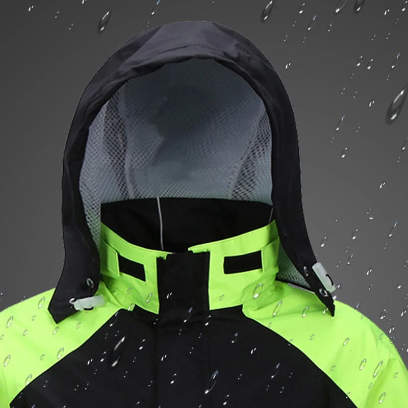 210D Nylon + PU Motorcycle Riding Raincoat Set Rainpants Split Men And women's Thicken Reflective Waterproof Clothing,R-112