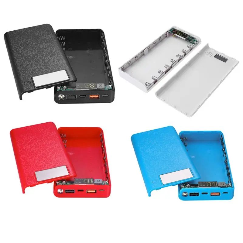 QC 3 0 Dual USB + Type C PD 8x18650 батарея DIY Power Bank Box LED Light быстрое зарядное устройство для iPhone