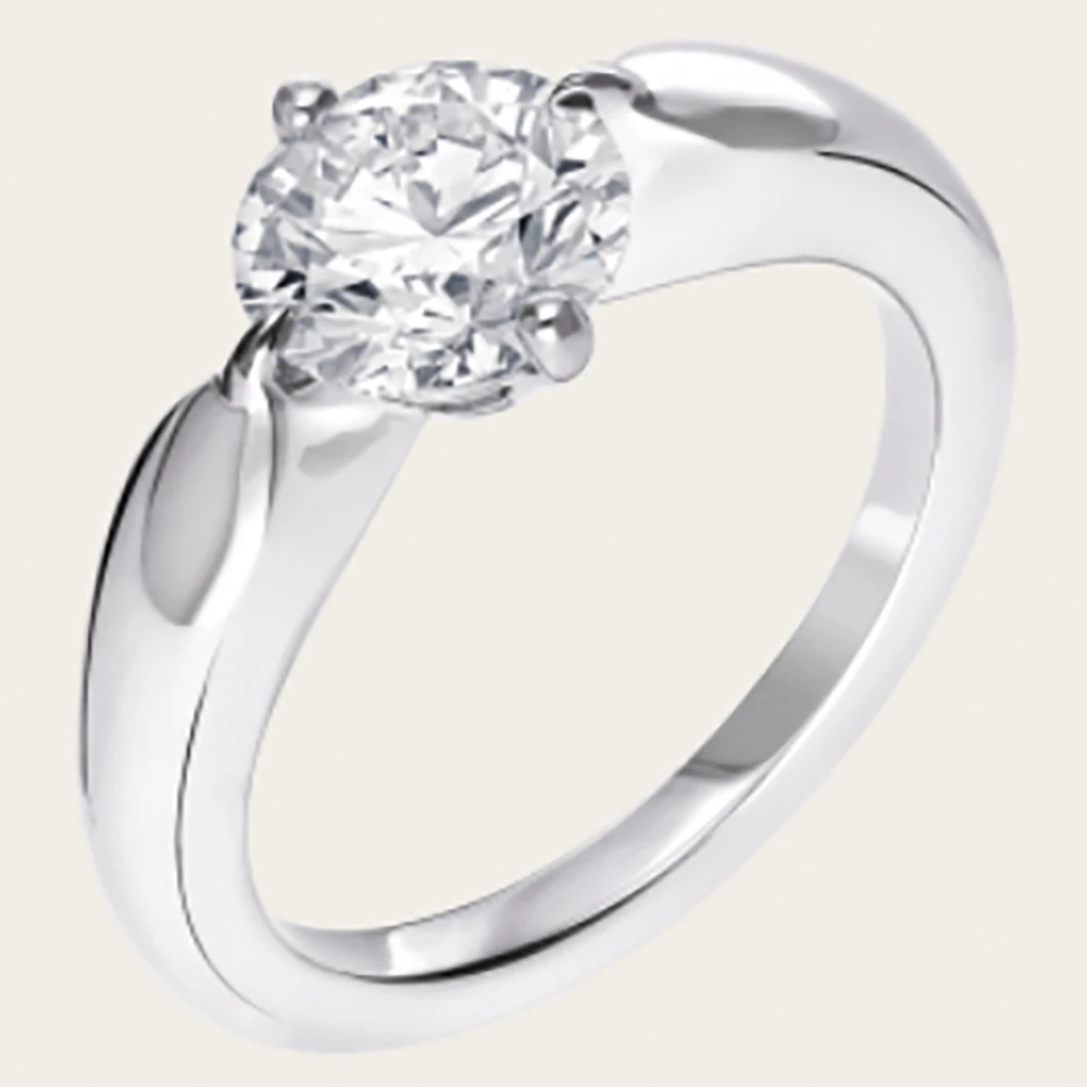 

18K Au750 White Gold Ring Women Wedding Anniversary Engagement Party Ring Round Moissanite Diamond Elegant Trendy Romantic Cute