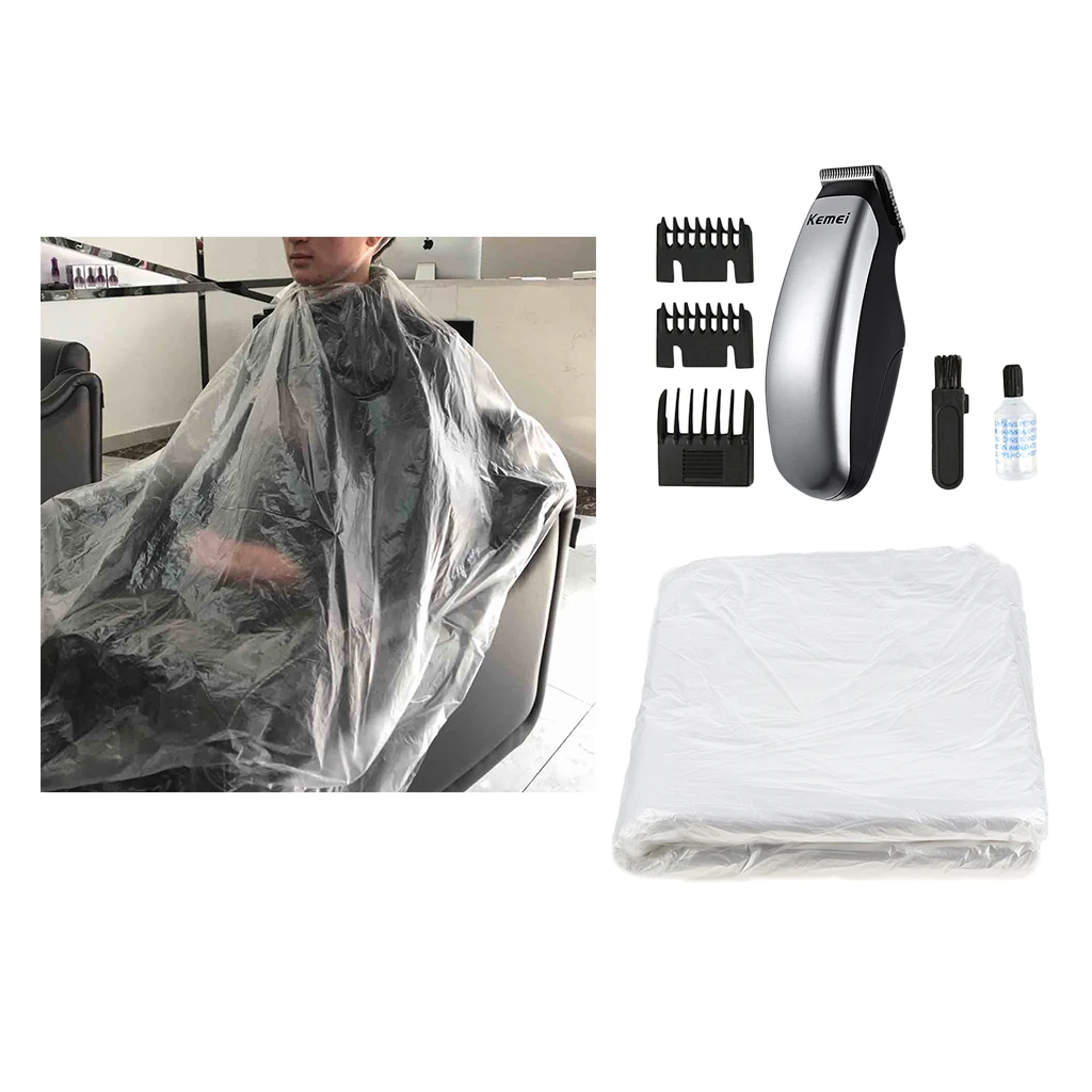 Electric Hair Clipper Mustache Grooming Trimmer w/ 50pcs Cutting Capes Gown