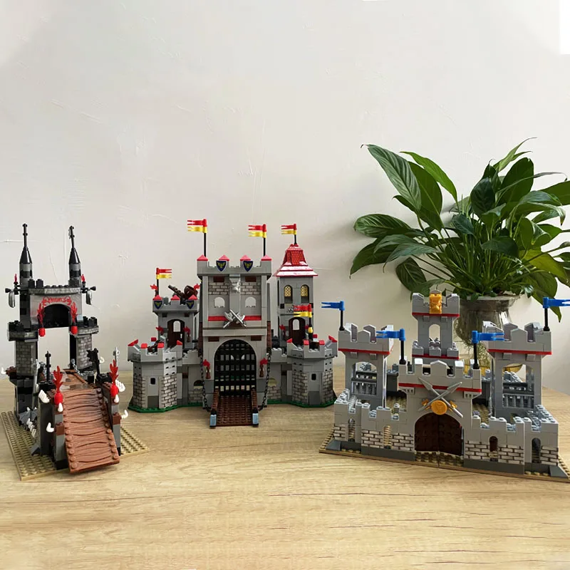 Militare Medievale Lion Country Castle Building Block City Gate Knight Siege Bridge Royal Arena Bricks Modle Set Giocattoli Per Bambini